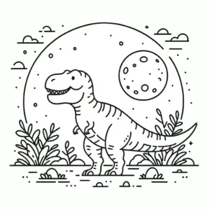 דף צביעה דינוזאור בתוך עיגול