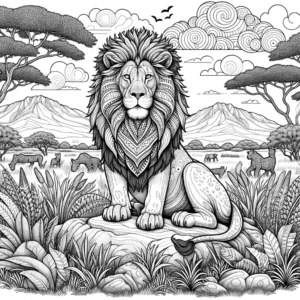 דף צביעה מלך האריות צבעוני