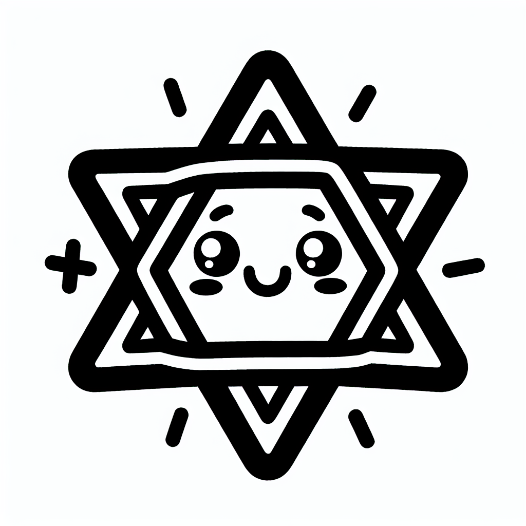 דף צביעה מגן דוד חמוד עם חיוך